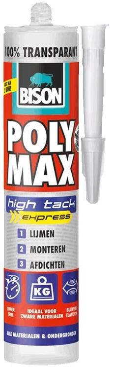 Bison Poly Max High Tack transparante montagelijm 300g Bison Poly Max High Tack transparante montagelijm 300g