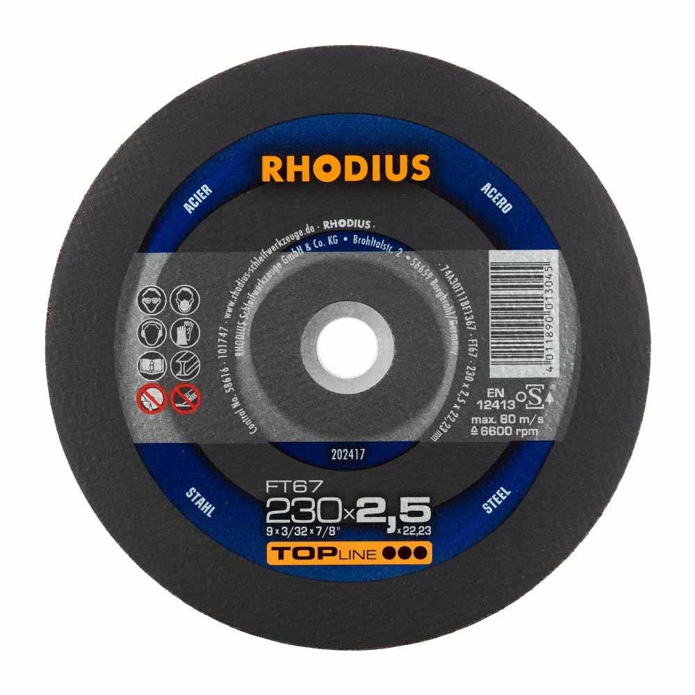 Rhodius FT67 Premium Doorslijpschijf Metaal 230 x 2,5 x 22,23 mm Rhodius FT67 Premium Doorslijpschijf Metaal 230 x 2,5 x 22,23 mm