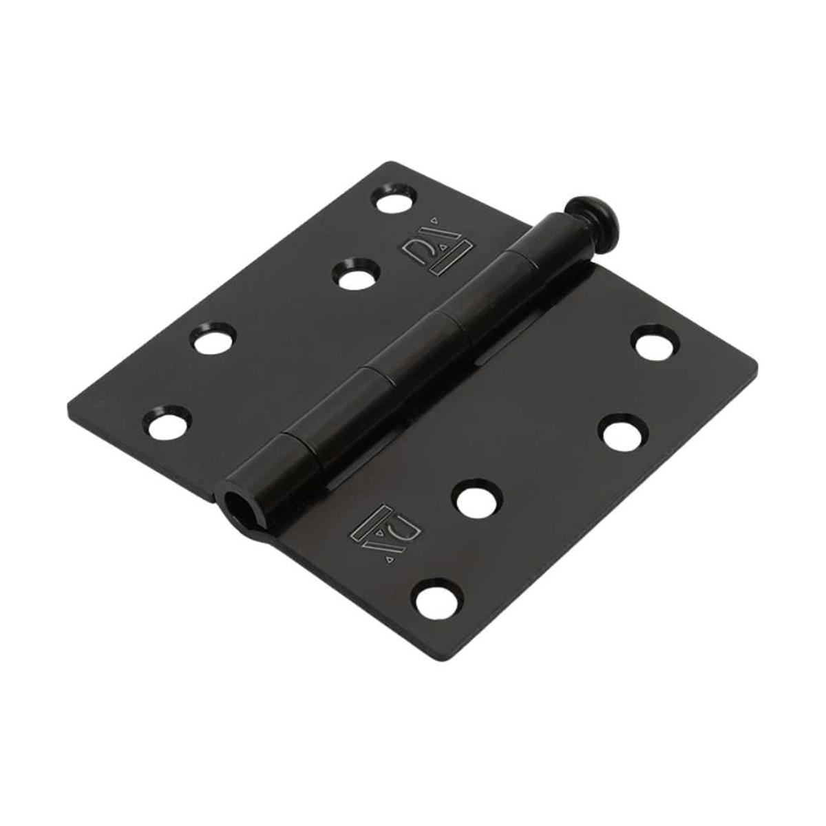 Stalen scharnier 89x89mm - Rechte hoeken - Demonteerbare pen - Zwart