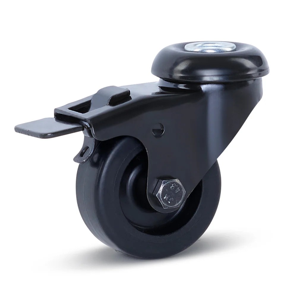 Geremd zwenkwiel zwart met centraal bevestigingsgat - Ø50mm - 40kg Geremd zwenkwiel zwart met centraal bevestigingsgat - Ø50mm - 40kg