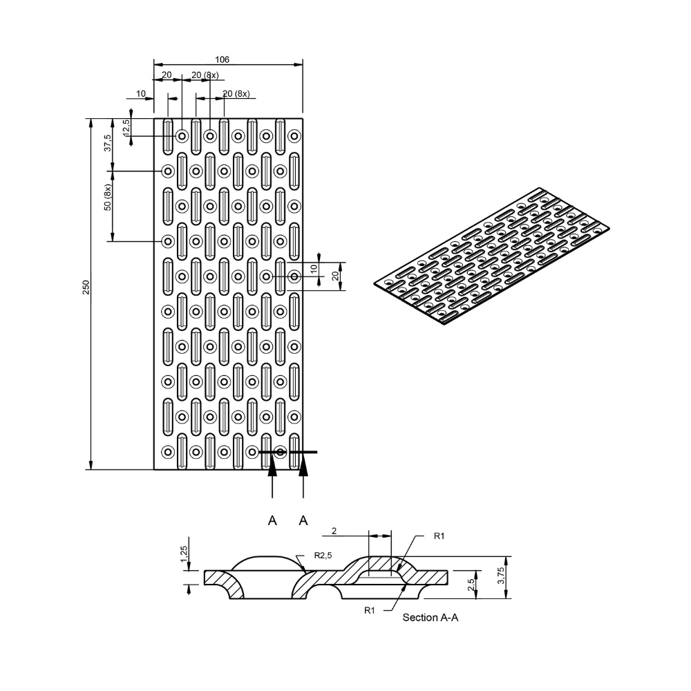 Spijkerplaat 106 x 256 x 1.25 mm verzinkt | FixMasters
