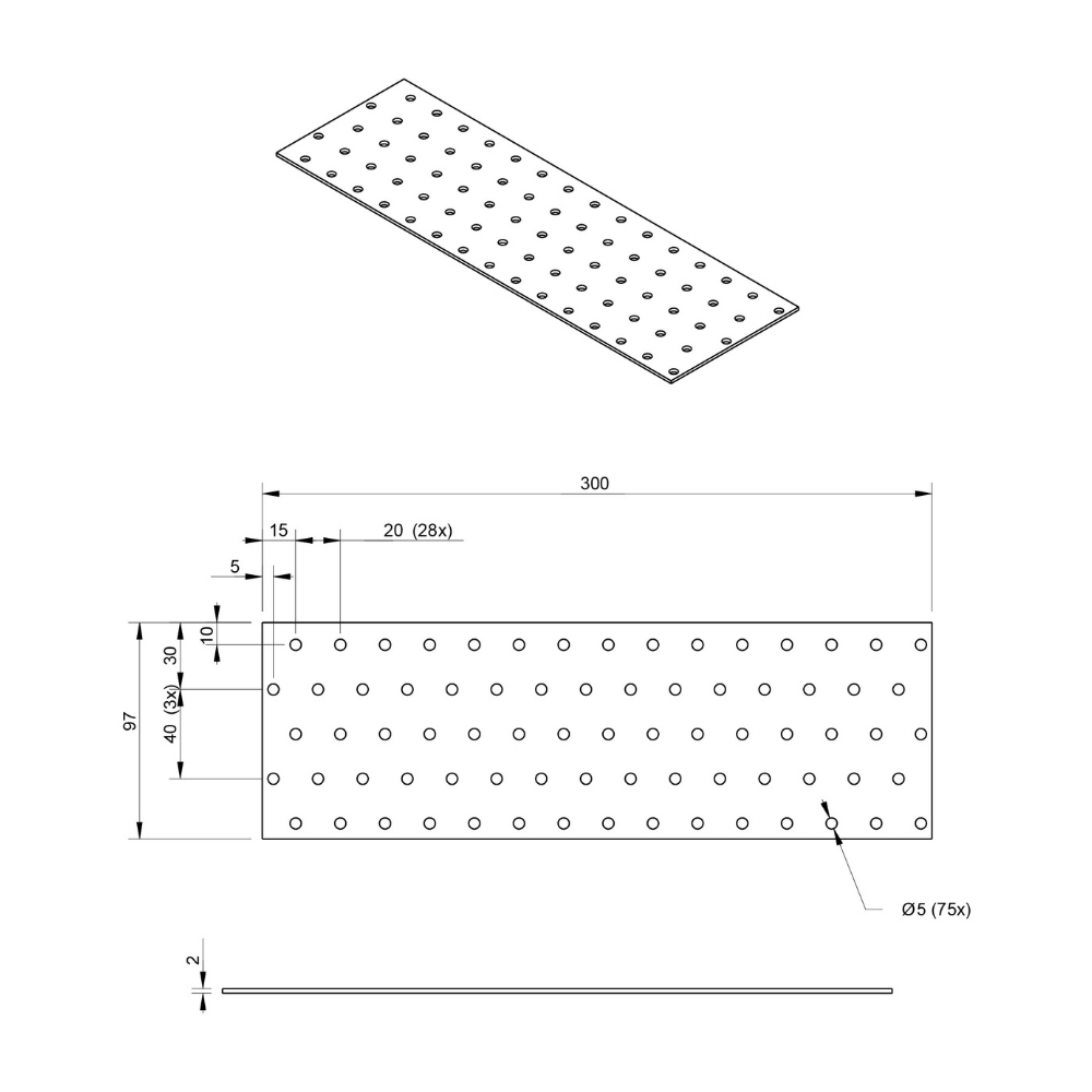 Koppelplaat 100 x 300 x 2 mm verzinkt | FixMasters Koppelplaat 100 x 300 x 2 mm verzinkt | FixMasters