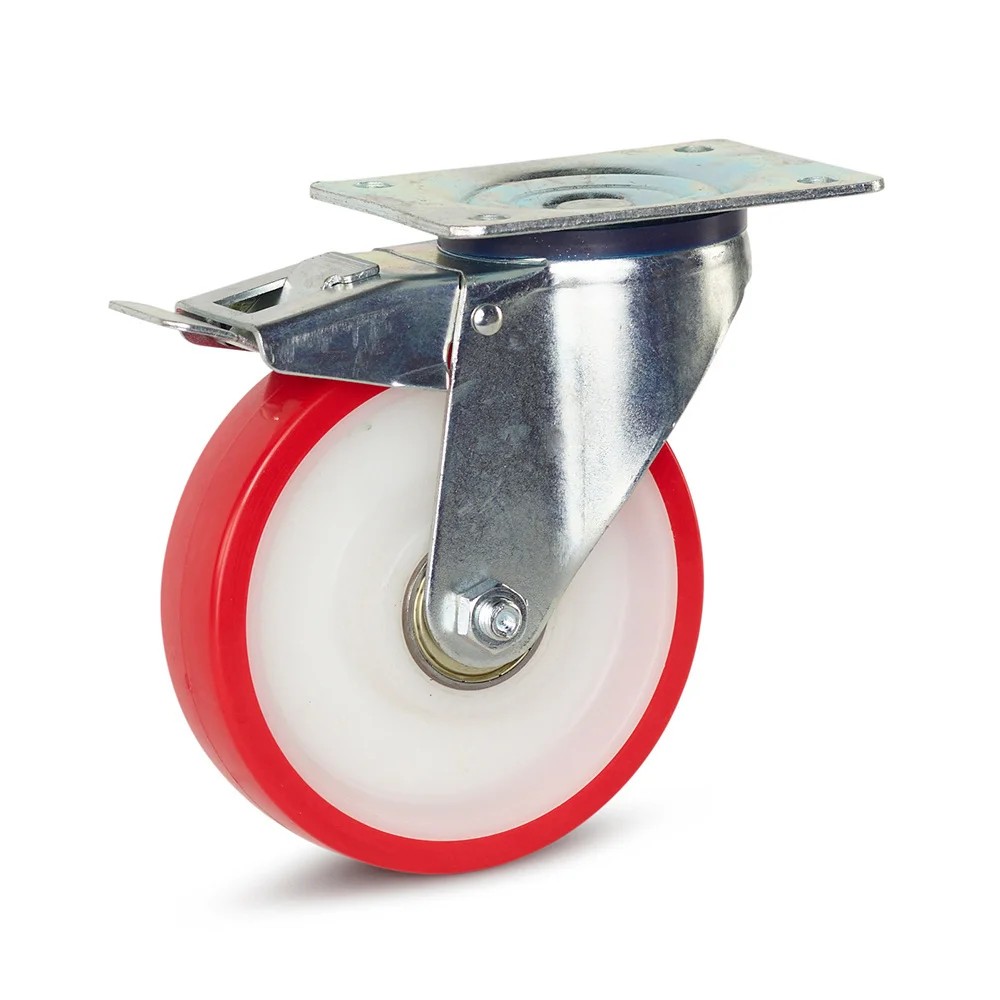Zwenkwiel PU geremd met topplaat - 160mm - 330kg Zwenkwiel PU geremd met topplaat - 160mm - 330kg