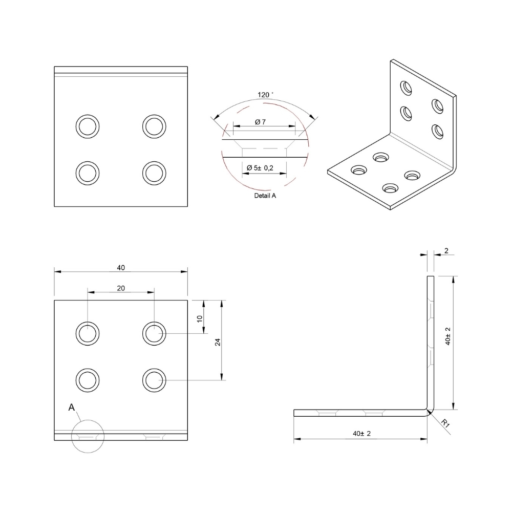 Versterkingshoek 40 x 40 x 40 mm verzinkt | FixMasters Versterkingshoek 40 x 40 x 40 mm verzinkt | FixMasters