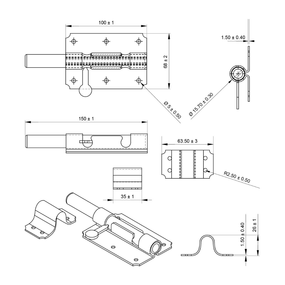 Plaatgrendel zwaar 100 x 80 mm zwart | FixMasters Plaatgrendel zwaar 100 x 80 mm zwart | FixMasters