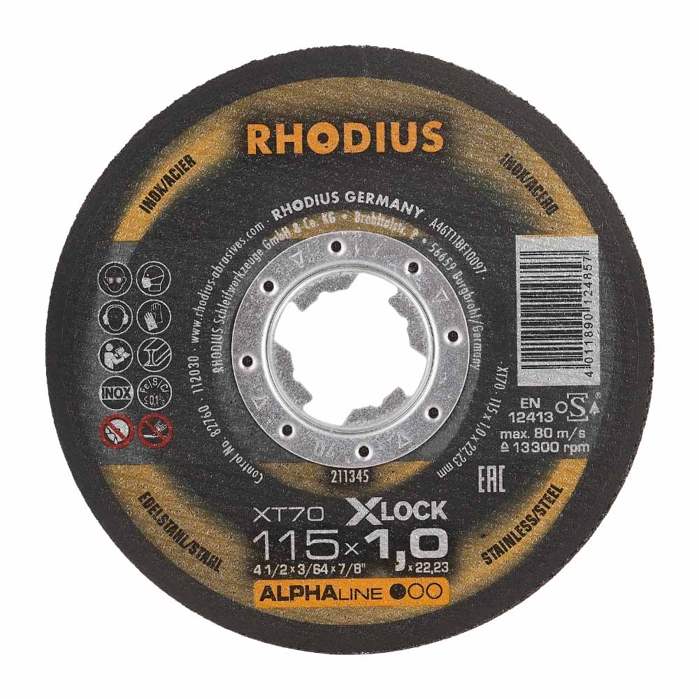 Rhodius - Doorslijpschijf voor inox - Core - 115 x 1,0 x 22,23 mm - X-Lock XT70 Rhodius - Doorslijpschijf voor inox - Core - 115 x 1,0 x 22,23 mm - X-Lock XT70