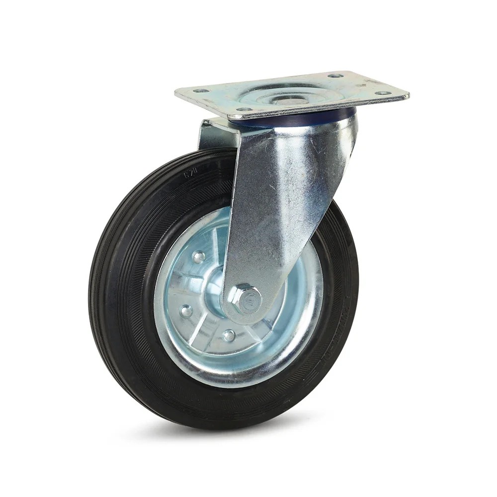 Rubber zwenkwiel met topplaat - 200mm - 250kg