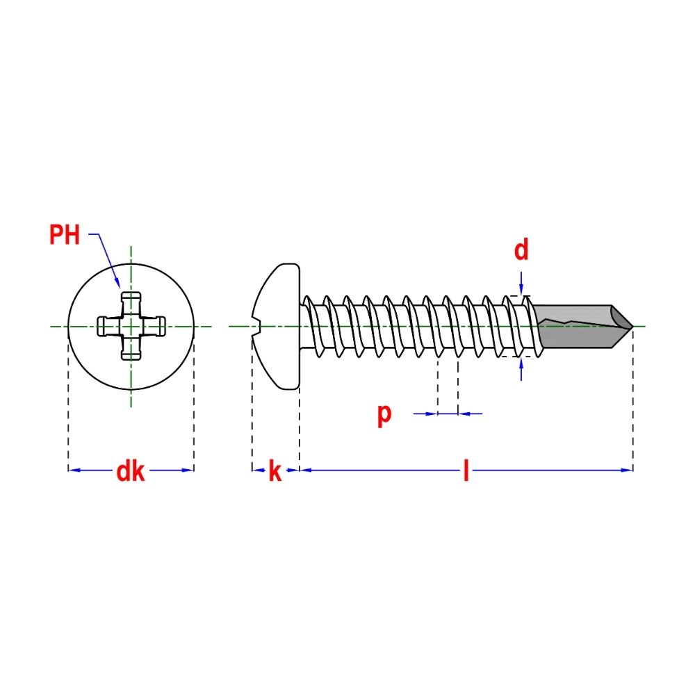 Zelfborende plaatschroeven Phillips 2 cilinderkop 4,2 x | FixMasters