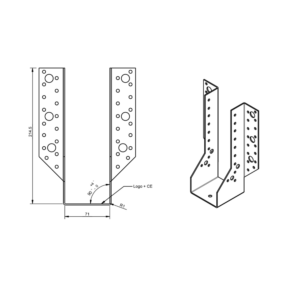 Raveeldrager zwaar 500/71 x 214 mm | FixMasters Raveeldrager zwaar 500/71 x 214 mm | FixMasters