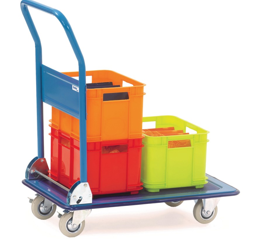 Fetra magazijnwagen laadvlak 750 x 480 mm - 150kg - klapbare duwbeugel