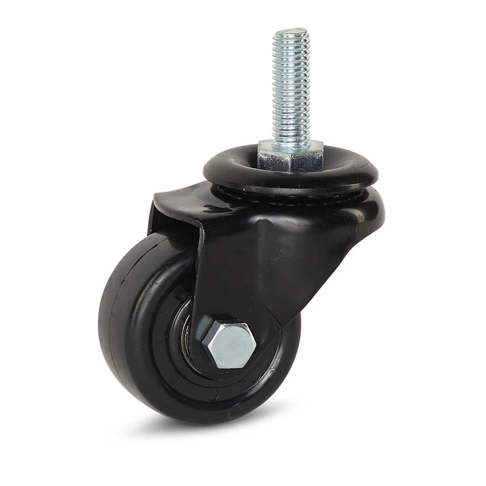 Zwart nylon zwenkwiel met schroefdraad - 50mm - 150kg Zwart nylon zwenkwiel met schroefdraad - 50mm - 150kg