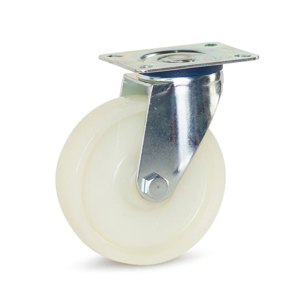 Nylon zwenkwiel met topplaat - 125mm - 250kg Nylon zwenkwiel met topplaat - 125mm - 250kg