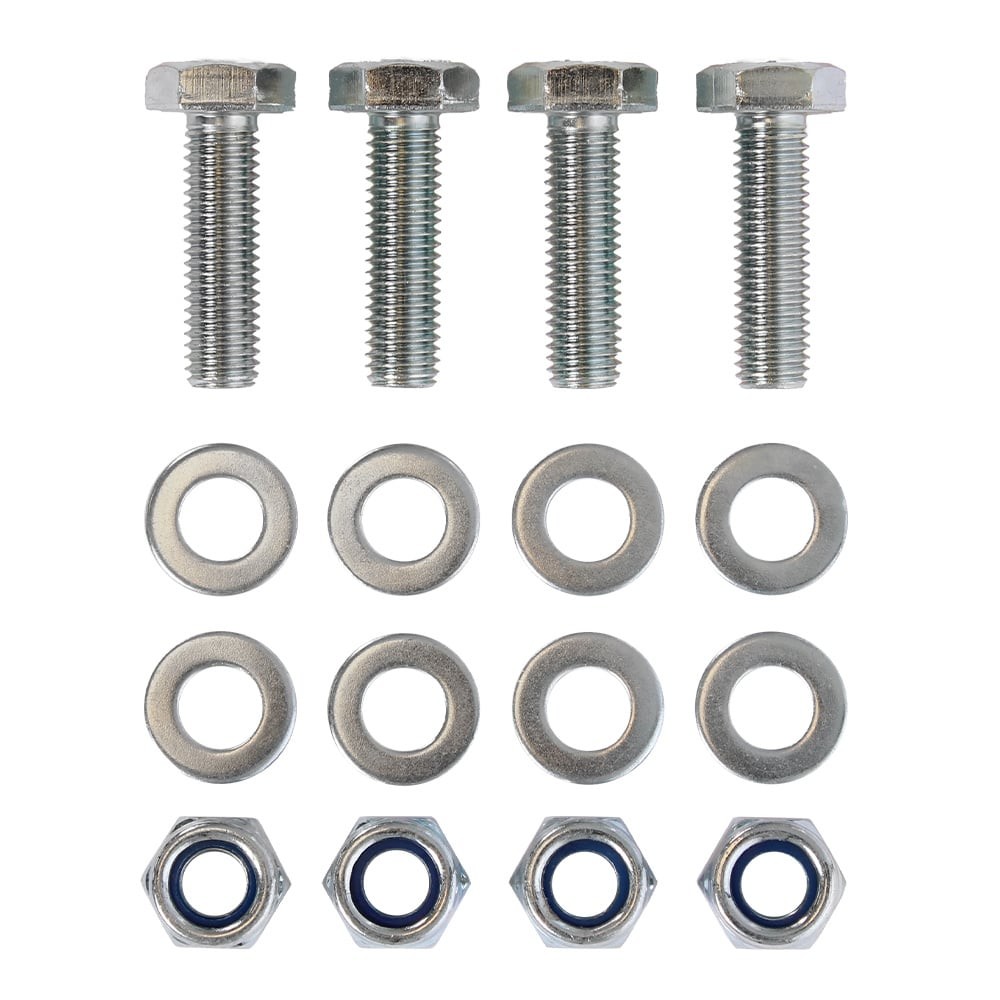 M10 Montageset compleet - 4 zeskantbouten + 4 moeren + 8 sluitringen M10 Montageset compleet - 4 zeskantbouten + 4 moeren + 8 sluitringen