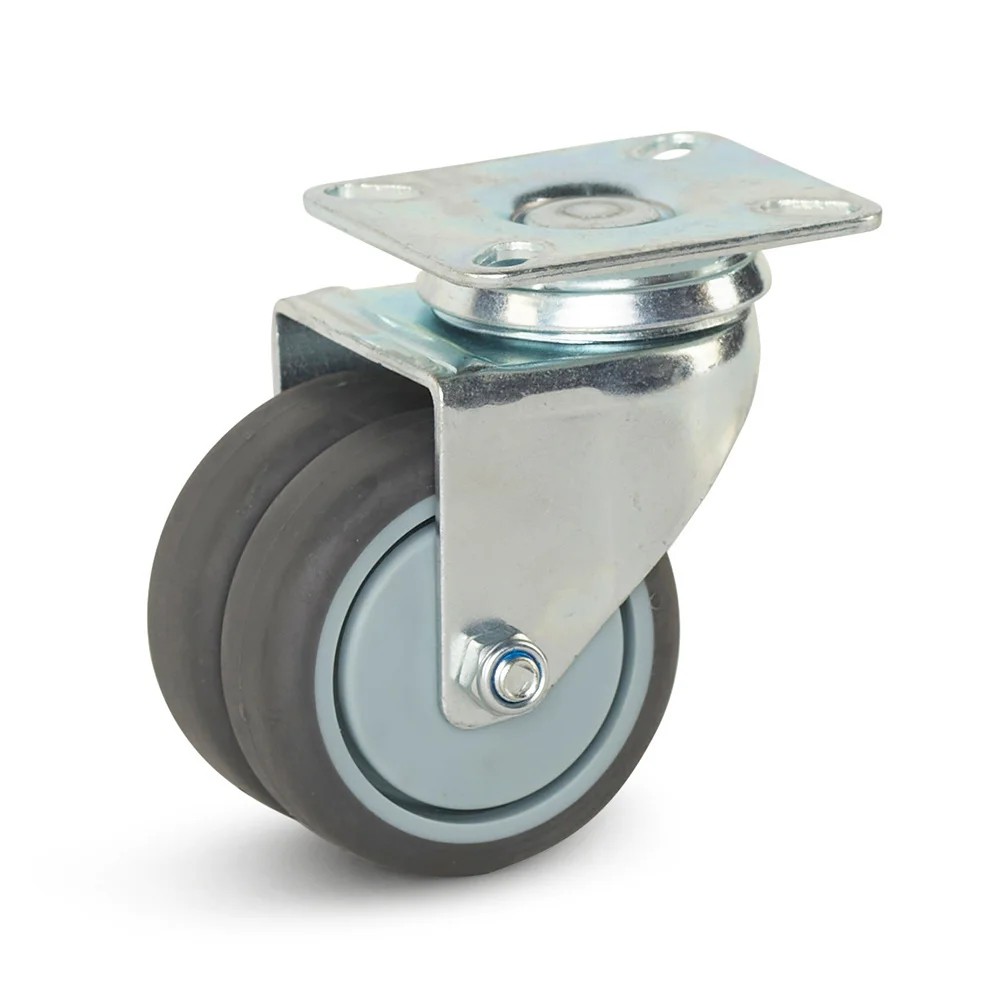Dubbel zwenkwiel met topplaat - 75mm - 150kg