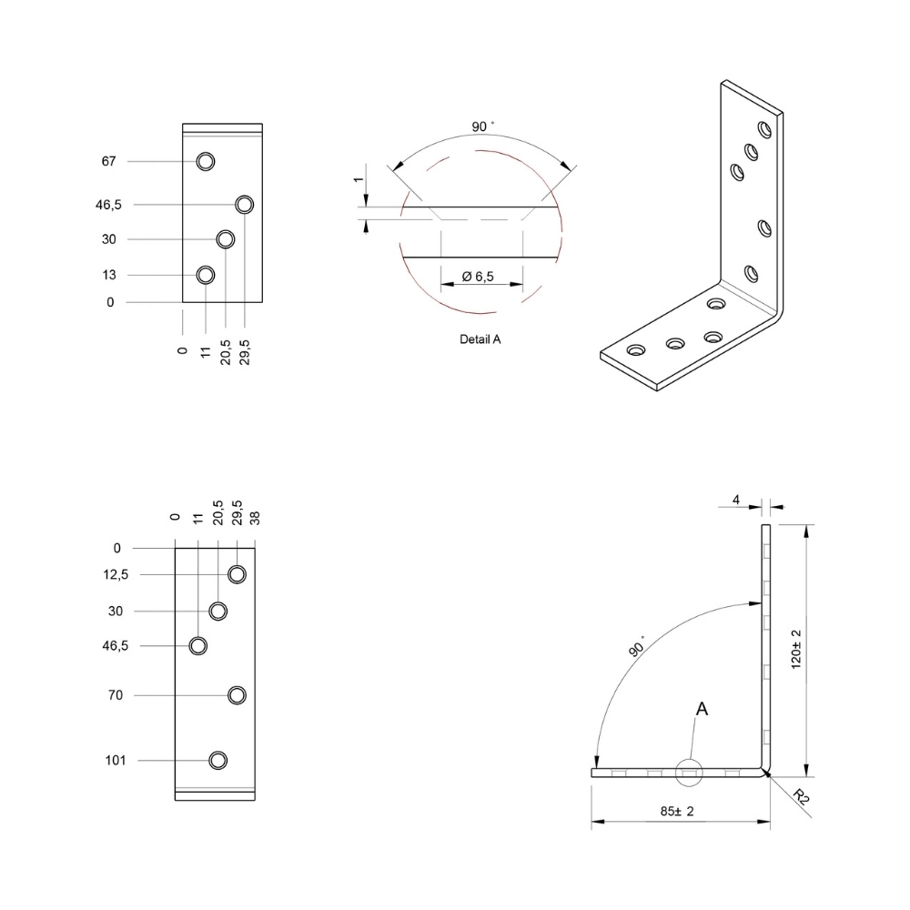 Versterkingshoek 125 x 85 x 35 mm verzinkt | FixMasters Versterkingshoek 125 x 85 x 35 mm verzinkt | FixMasters