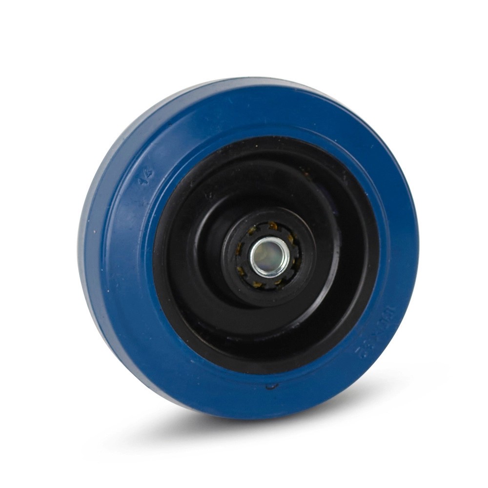 Elastisch rubber transportwiel blauw - 100mm - draagkracht 130kg Elastisch rubber transportwiel blauw - 100mm - draagkracht 130kg