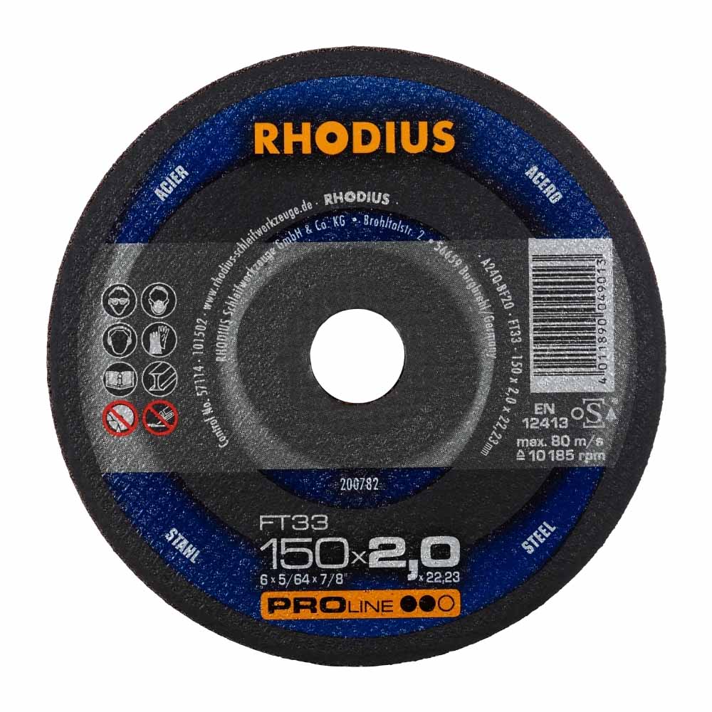 Rhodius FT33 Doorslijpschijf Metaal Pro 150x2,0x22,23mm Rhodius FT33 Doorslijpschijf Metaal Pro 150x2,0x22,23mm